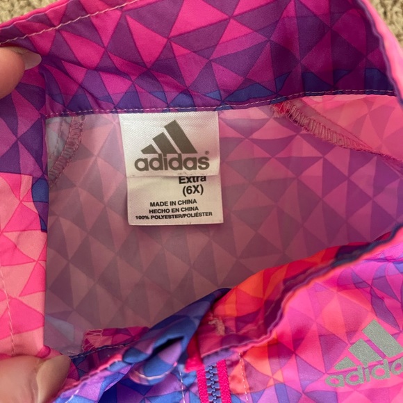 Adidas bright multi color geometric lightweight girls zip up jacket - Picture 5 of 6
